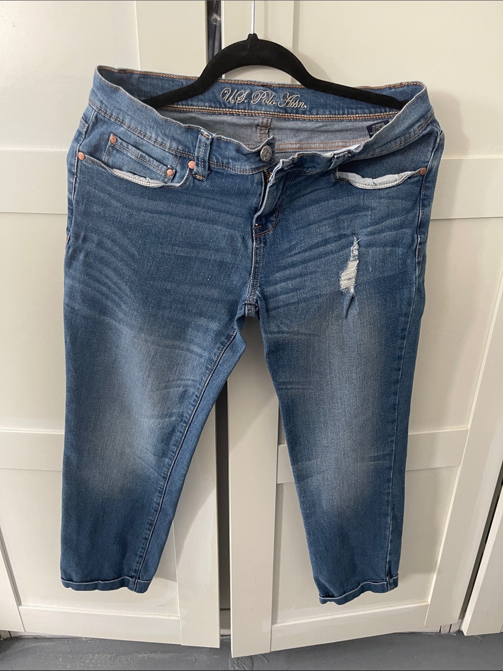 U.S. Polo Assn. Women's Faded Blue Distressed Jeans